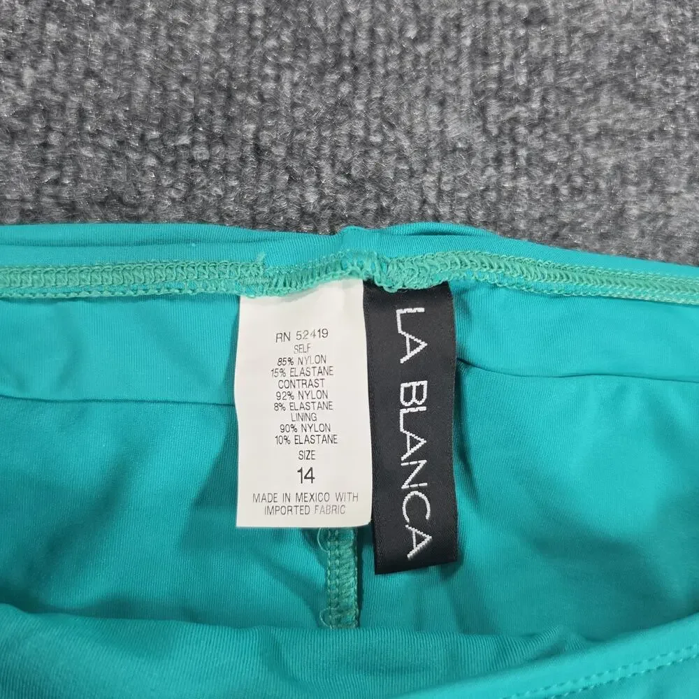 La Blanca Women's Size 14 Shirred Foldover Bikini Bottom Turquoise Green